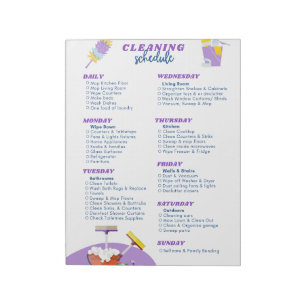 Paarse Weekelijkse Schoonmaakplanning Checklist Notitieblok