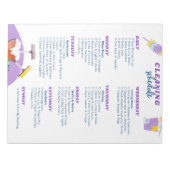 Paarse Weekelijkse Schoonmaakplanning Checklist Notitieblok (Voorkant)
