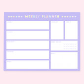 Paarse Weekly Planner Notitieblok met Pastel Flowe