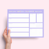 Paarse Weekly Planner Notitieblok met Pastel Flowe