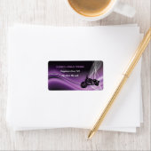 Paarse wegbiker trouwadreslabel etiket (Insitu)