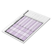 Paarse wekelijkse maaltijdplanner met lijst van ke notitieblok (Schuin)