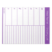 Paarse wekelijkse maaltijdplanner - Winkellijst Notitieblok (Voorkant)