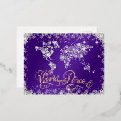 Paarse Wereld Vredesdiamanten  Folie Feestdagen Briefkaart (Voorkant / Achterkant)