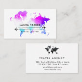 Paarse Wereldkaart reisagent rondleiding Vacusin Visitekaartje (Voorkant / Achterkant)