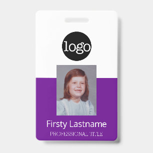 Paarse Werknemer - Foto, Streepjescode, Logo, Naam Badge