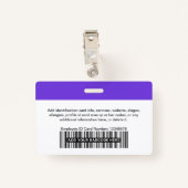 Paarse Werknemer Fotobalk of Qr Code Logo Name Badge (Achterkant met clip)