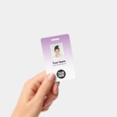 Paarse werknemers Fotobbalk Code Logo Naam gradiën Badge (Handheld)