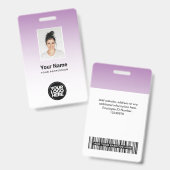 Paarse werknemers Fotobbalk Code Logo Naam gradiën Badge (Voor- en achterkant)