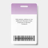 Paarse werknemers Fotobbalk Code Logo Naam gradiën Badge (Achterkant)