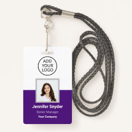 Paarse, Werknemersfoto ID w / QR-code, Bedrijf Badge