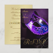 Paarse Wervel Masquerade Masker RSVP Uitnodiging (Voorkant / Achterkant)