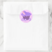 Paarse Wervelcupcake Ronde Sticker (Tas)