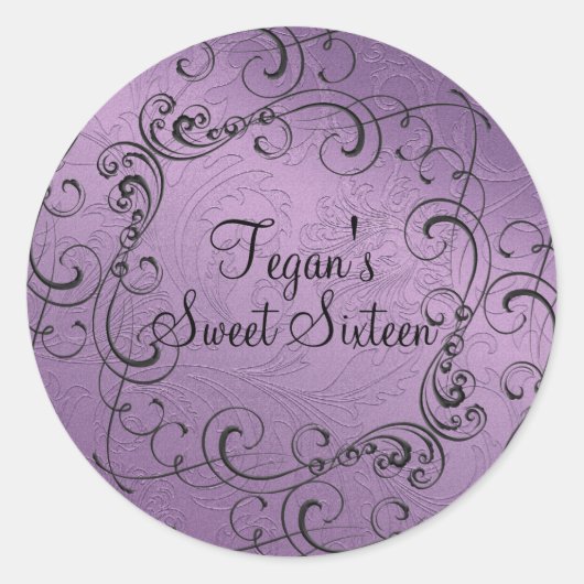 Paarse Wervelend Ontwerp Sweet 16 Envelope Sticker (Voorkant)