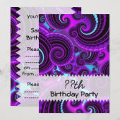 Paarse wervelfractal Art Birthday Kaart (Voorkant / Achterkant)