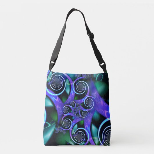 Paarse wervelfractal crossbody tas (Achterkant)