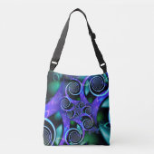 Paarse wervelfractal crossbody tas (Voorkant)
