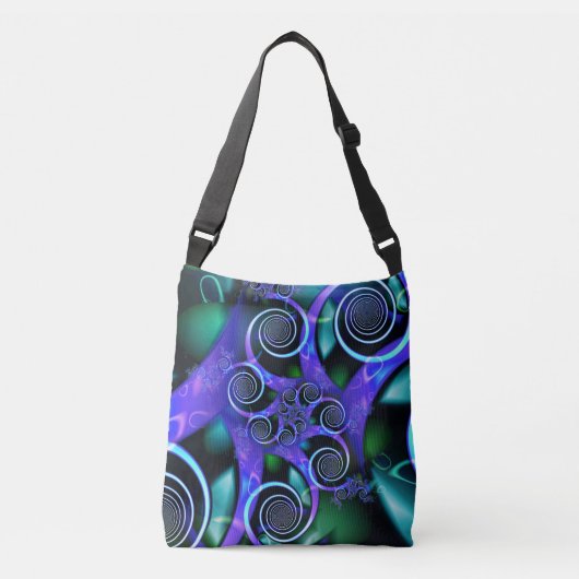 Paarse wervelfractal crossbody tas (Voorkant)