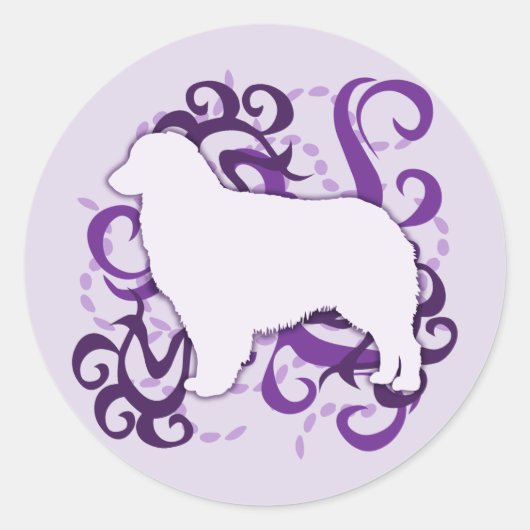Paarse werveling Australische herder Ronde Sticker (Voorkant)