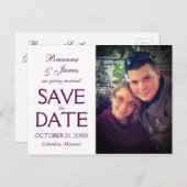 Paarse werveling Bewaar de datum fotokaart Aankondigingskaart (Voorkant / Achterkant)