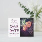 Paarse werveling Bewaar de datum fotokaart Aankondigingskaart (Staand voorkant)