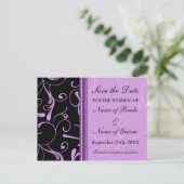 Paarse wervelingen Save the Date Wedding Briefkaar Aankondigingskaart (Staand voorkant)