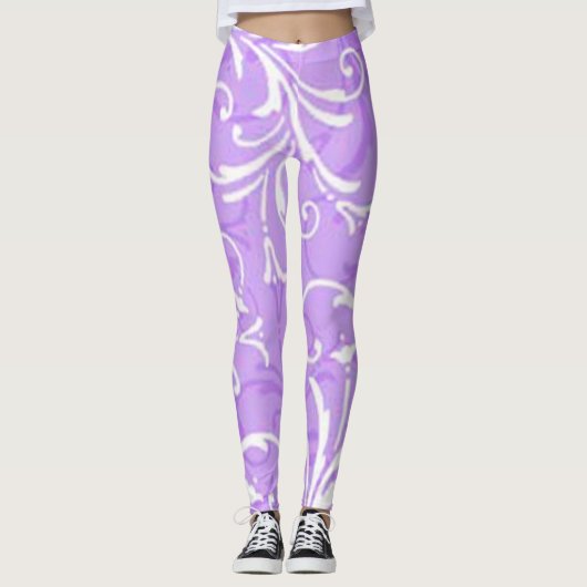Paarse wervelpatroon Leggings (Voorkant)