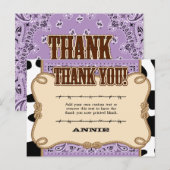 Paarse Westerne bedankkaarten Briefkaart (Voorkant / Achterkant)