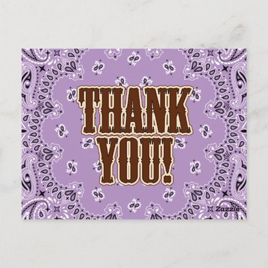 Paarse Westerne bedankkaarten Briefkaart (Achterkant)