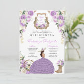 Paarse Westerne Fiesta Charro Quinceañera Kaart (Staand voorkant)