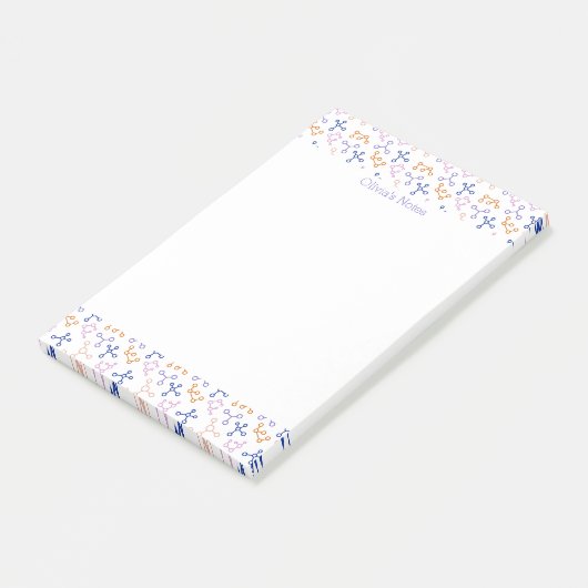 Paarse wetenschapsmoleculen biologiepictogrammen post-it® notes (Schuin)