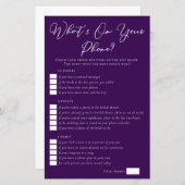 Paarse What's On Your Phone Bruiloftsspel (Voorkant / Achterkant)