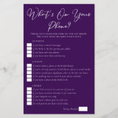 Paarse What's On Your Phone Bruiloftsspel (Voorkant)