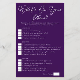 Paarse What's On Your Phone Bruiloftsspel
