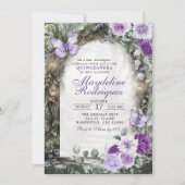 Paarse Whimsical Bos Quinceanera Kaart (Voorkant)