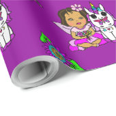 Paarse Whimsical Fee, Bloemen, Vlinders Cadeaupapier (Rol Hoek)