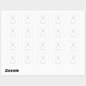 Paarse Whimsical Flourish Monogram Dank je Vierkante Sticker (Vel)