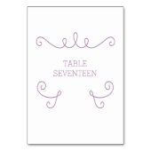 Paarse Whimsical Flourish Table Kaart (Achterkant)