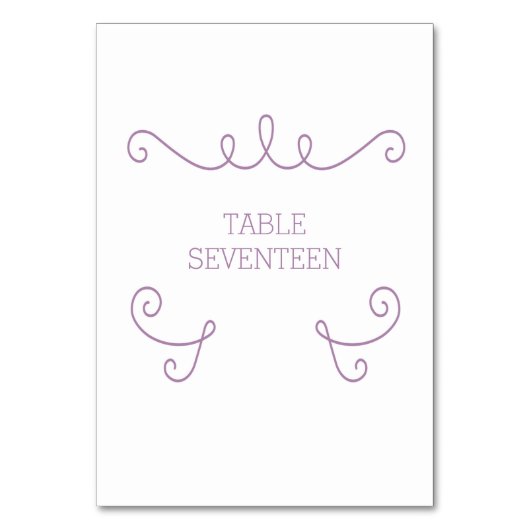 Paarse Whimsical Flourish Table Kaart (Voorkant)