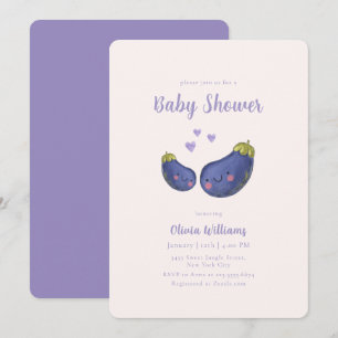 Paarse Whimsical Hart Aubergine Baby Shower  Kaart