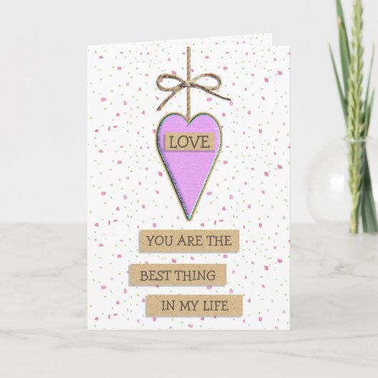 Paarse Whimsical Hart Beste Ding in mijn Leven Kaart (Voorkant)