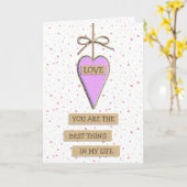 Paarse Whimsical Hart Beste Ding in mijn Leven Kaart (Gele Bloem)