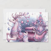 Paarse Whimsical Kerst Reindeer Feestdagenkaart (Voorkant)