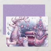 Paarse Whimsical Kerstrendier Feestdagenkaart (Voorkant / Achterkant)