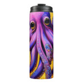 Paarse Whimsical Octopus met persoonlijke naam Thermosbeker (Voorkant)
