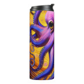 Paarse Whimsical Octopus met persoonlijke naam Thermosbeker (Gedraaid links)