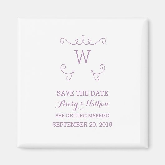 Paarse Whimsical Save the Date Magnet (Voorkant)