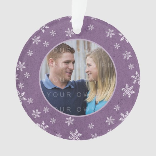 Paarse Whimsical Snowflakes Holiday Foto Ornament (voorkant)