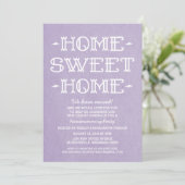 Paarse Whimsical Sweet Home Housewarming Party Kaart (Staand voorkant)