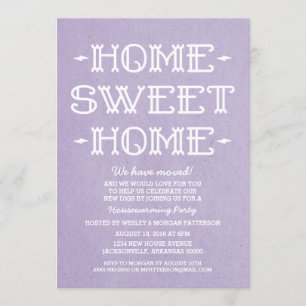 Paarse Whimsical Sweet Home Housewarming Party Kaart